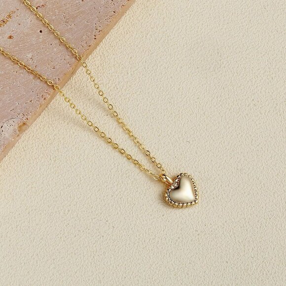 14k Gold Plated Heart Necklace for Women with Tiny Heart Pendant and Elegant Des - Picture 6 of 7